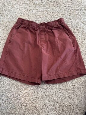 Eddie Bauer Mens Elastic Waist Casual Shorts, Rust / Burnt Orange 7" inseam sz M